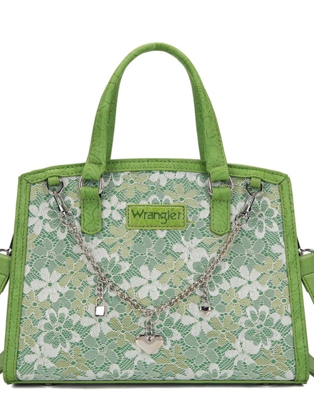 Wrangler Western Chic Lace with Chain Charm Satchel/Crossbody Bag Green